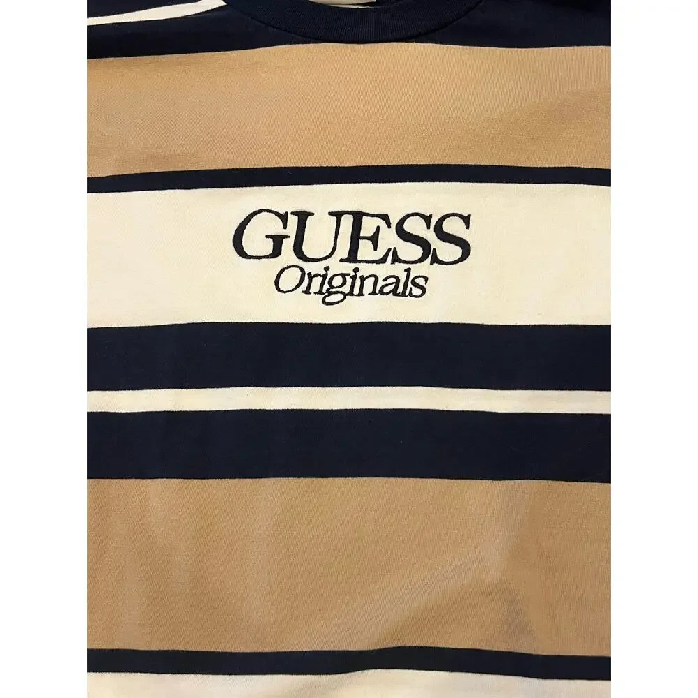 VTG Guess Originals Shirt Men's Striped Embroidered Tee Long Sleeve Size Medium - Picture 7 of 7